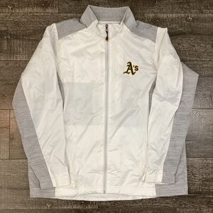 Antigua Women's Oakland A's Full Zip Performance Jacket 2XL White Gray MLB